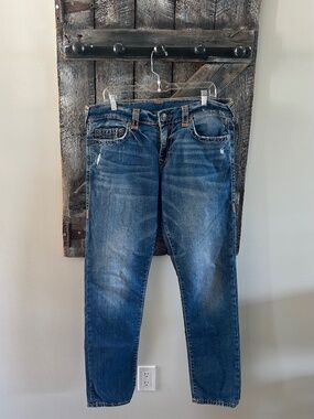 Men's True Religion Geno Relaxed Slim Stone Wash Jeans w/Factory Distressing